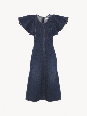 Chloe Wing-sleeve Elbise Mavi | CHE-SR13835