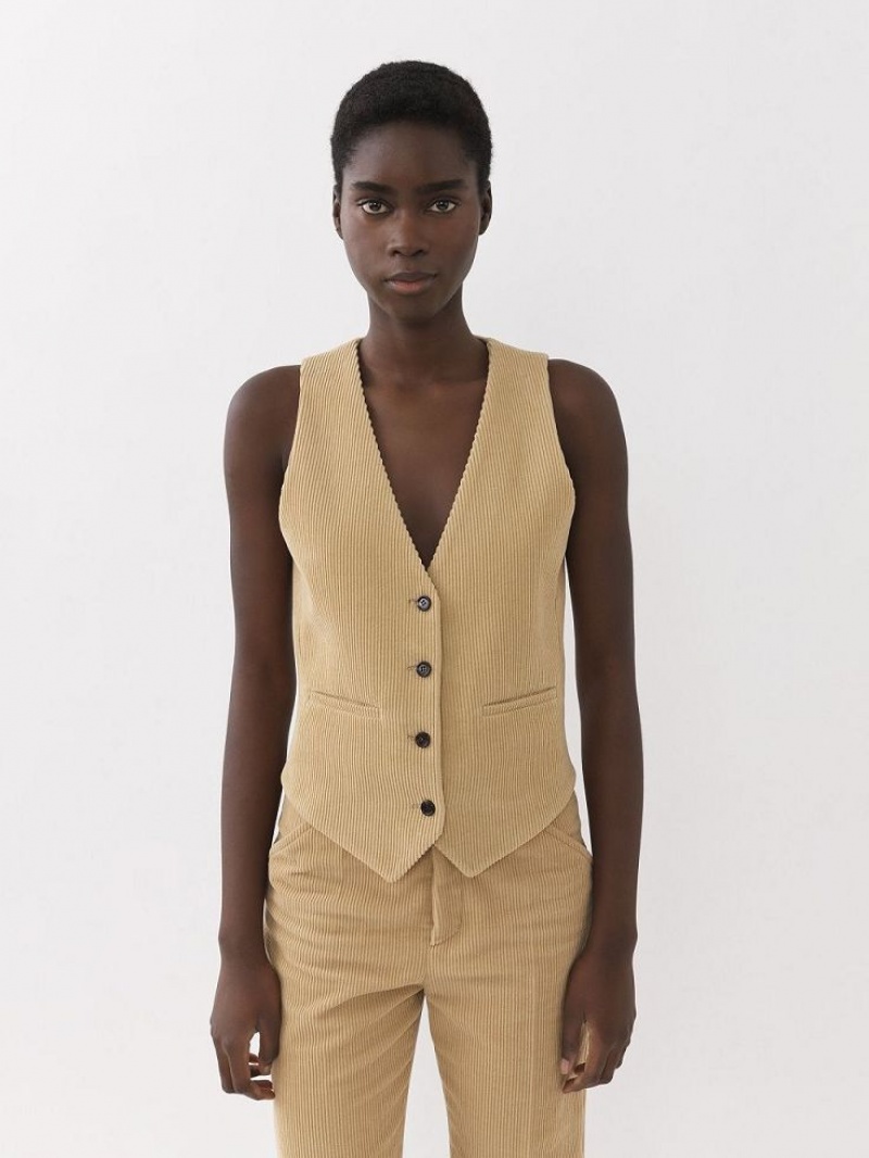 Chloe Klasik Vest Takım Elbise Bej Rengi | CHE-SR14069