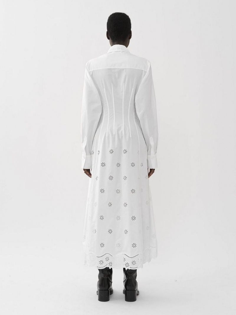 Chloe Long Shirt Elbise Beyaz | CHE-SR13831