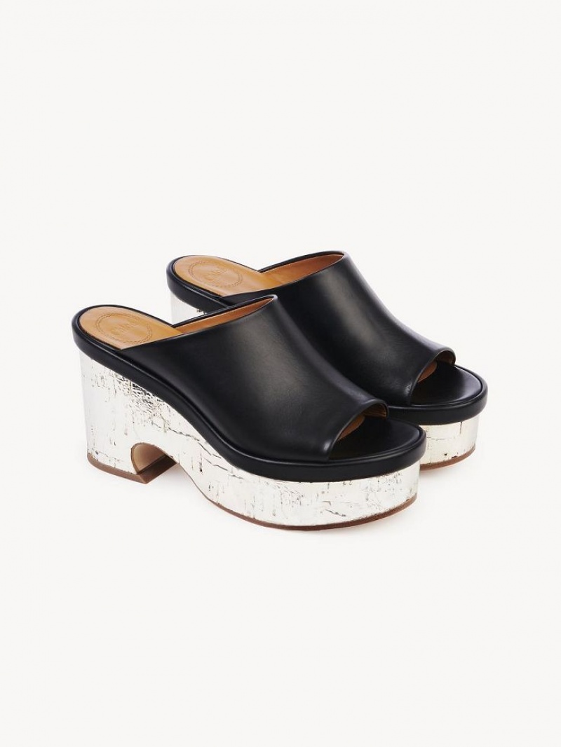 Chloe Oli Platform Mule Siyah | CHE-SR14156