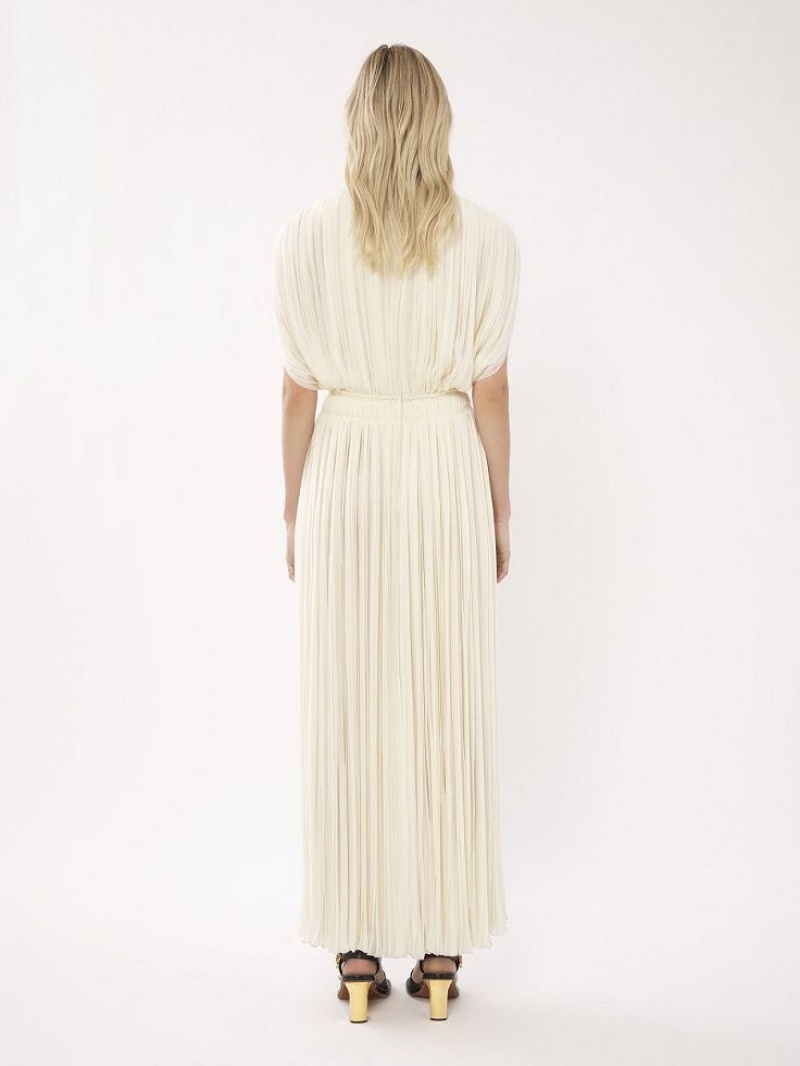 Chloe Pileli Long Elbise Beyaz | CHE-SR13859