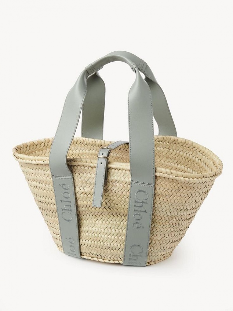 Chloe Sense Medium Basket Tote Çanta Yeşil | CHE-SR13383